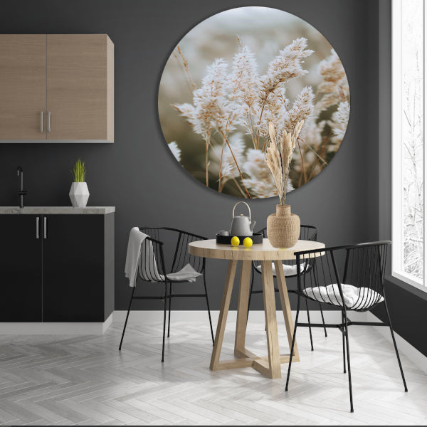 Close-up van Witte Pluimen forex muurcirkel