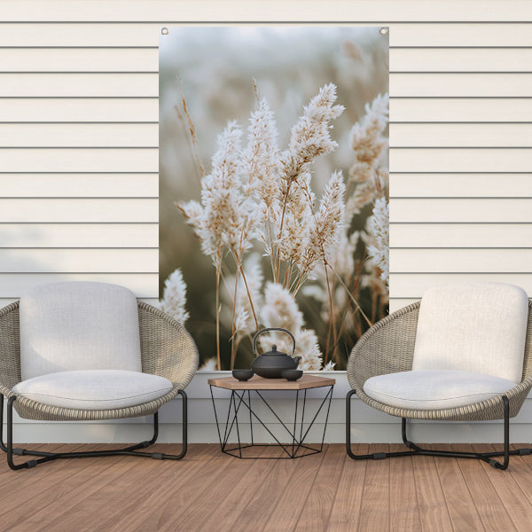 Close-up van Witte Pluimen tuinposter