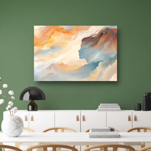 Gezicht en Werveling in Abstracte Kleuren canvas