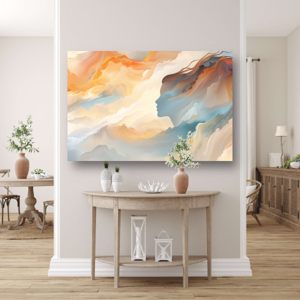 Gezicht en Werveling in Abstracte Kleuren canvas