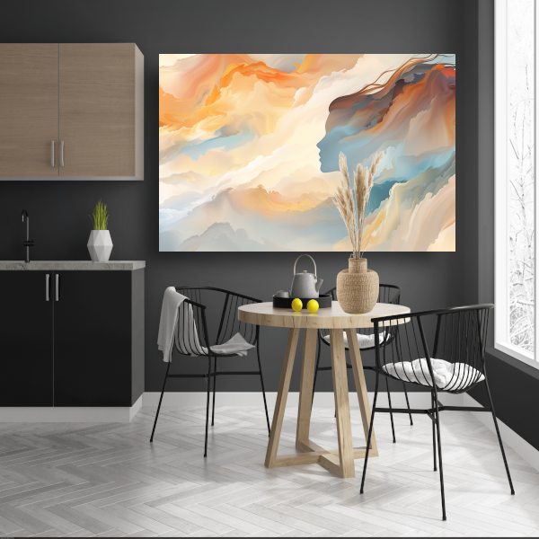 Gezicht en Werveling in Abstracte Kleuren canvas