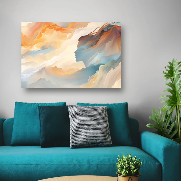 Gezicht en Werveling in Abstracte Kleuren canvas