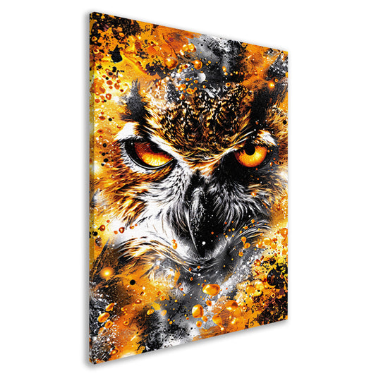 Kleurrijk abstract schilderij van een uil canvas