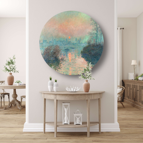 Zonsondergang op de Seine bij Lavacourt - Claude Monet forex muurcirkel