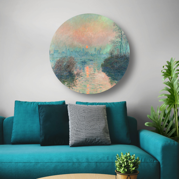 Zonsondergang op de Seine bij Lavacourt - Claude Monet forex muurcirkel