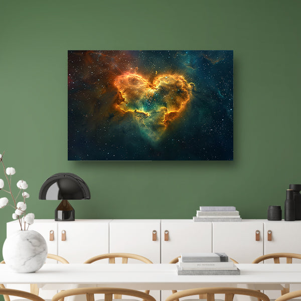 Hartvormige nevel omgeven door sterren canvas