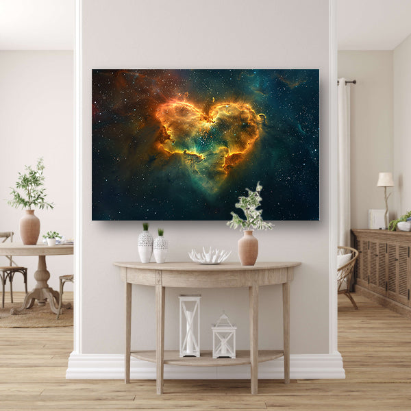 Hartvormige nevel omgeven door sterren canvas