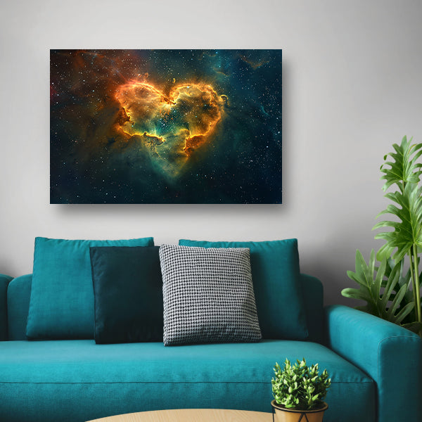 Hartvormige nevel omgeven door sterren canvas
