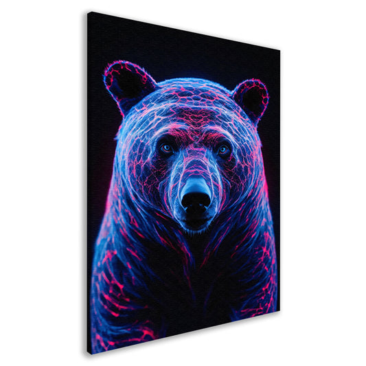 Digitale Neon Beer Kunst met Kleurrijke Patronen canvas