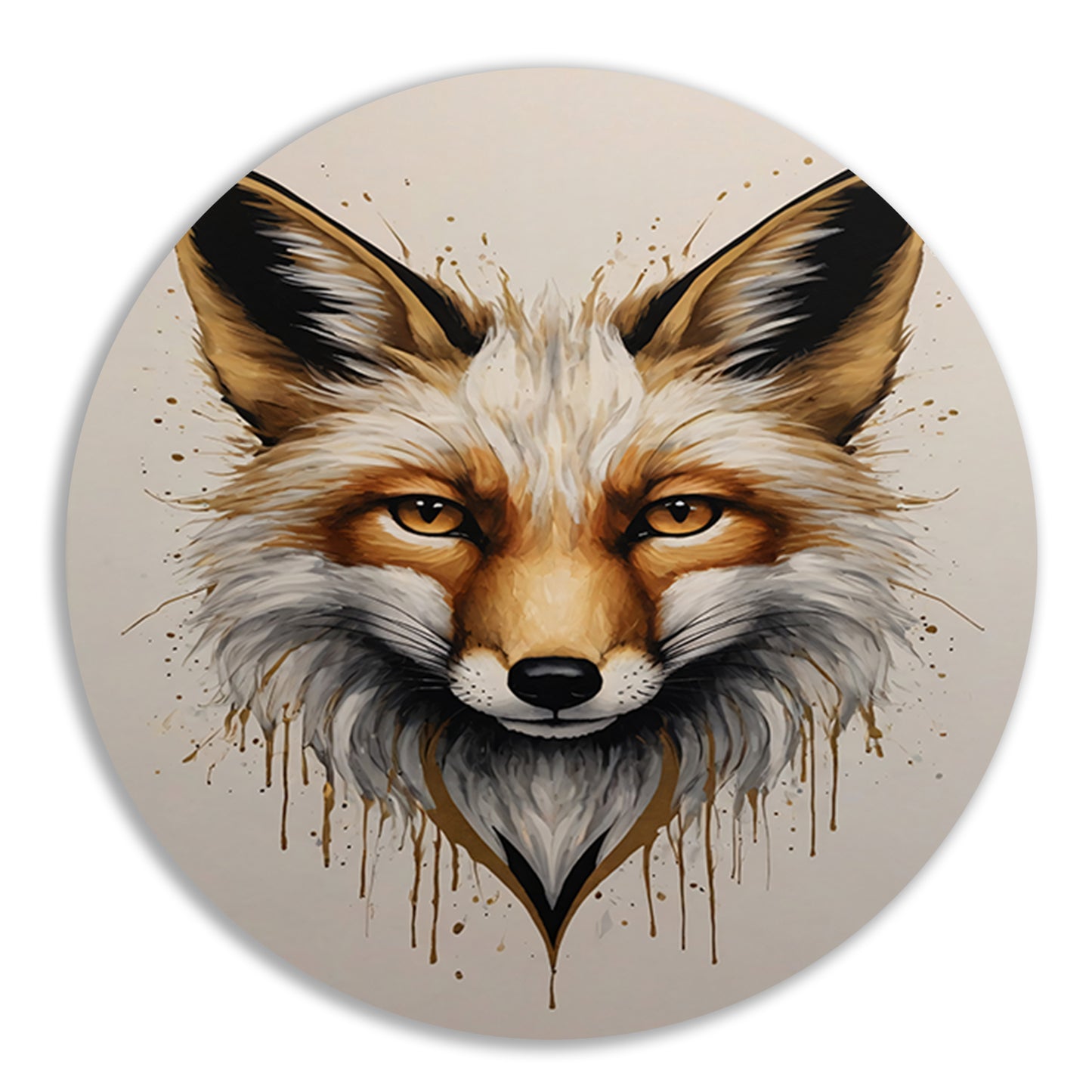 Modern Fox Portrait with Dynamic Splashes forex muurcirkel
