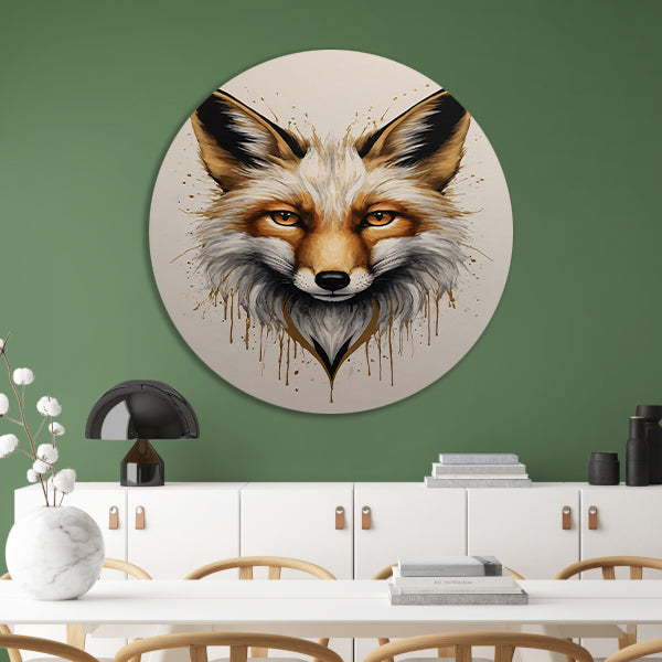 Modern Fox Portrait with Dynamic Splashes forex muurcirkel