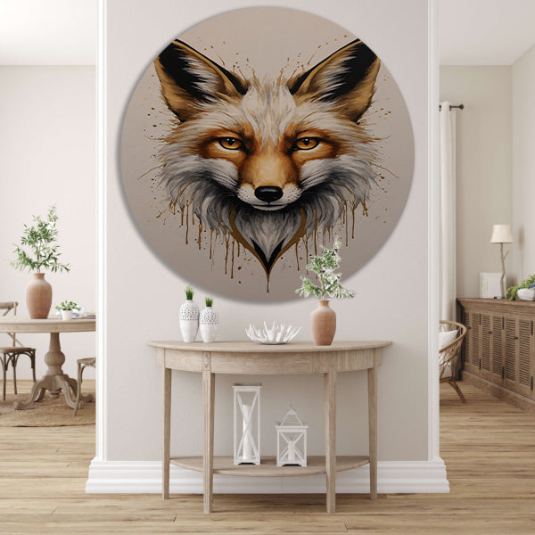 Modern Fox Portrait with Dynamic Splashes forex muurcirkel
