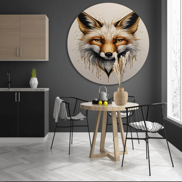 Modern Fox Portrait with Dynamic Splashes forex muurcirkel