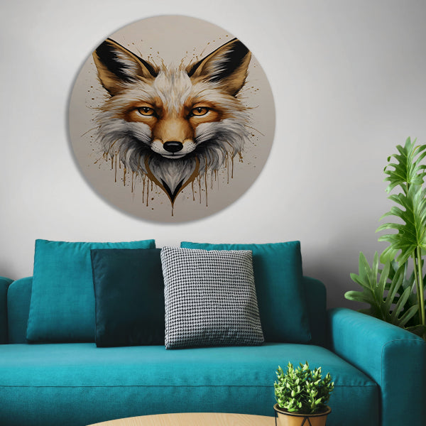 Modern Fox Portrait with Dynamic Splashes forex muurcirkel
