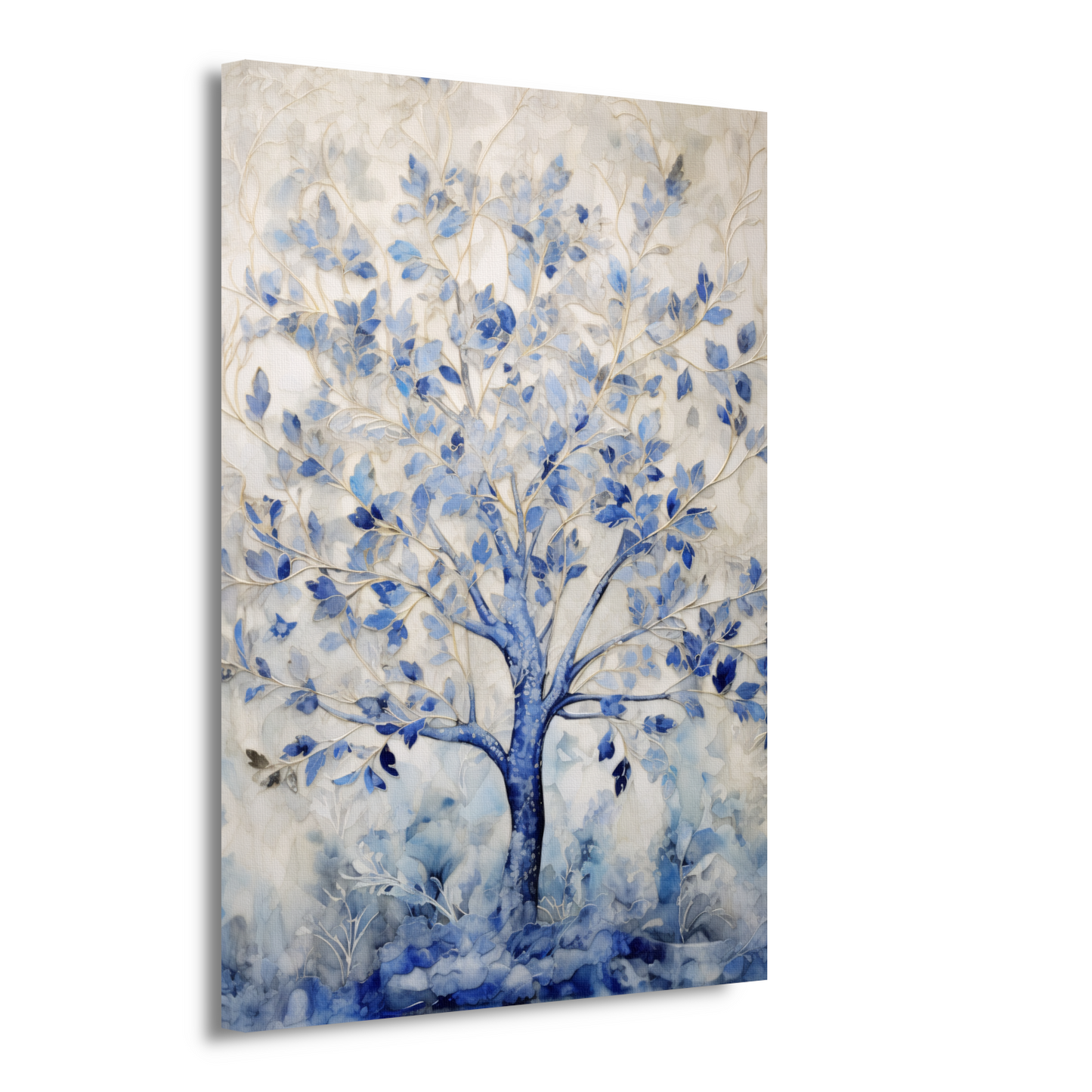 Minimalistische blauwe boom canvas