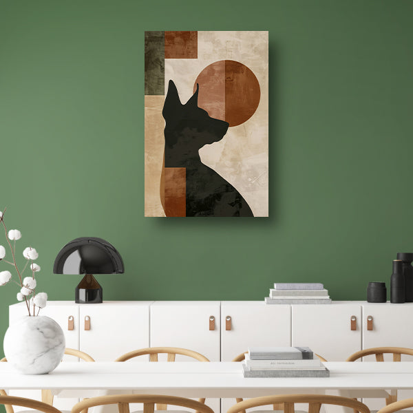 Abstracte hond in geometrische stijl met neutrale kleuren poster