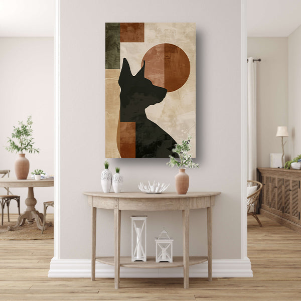 Abstracte hond in geometrische stijl met neutrale kleuren poster