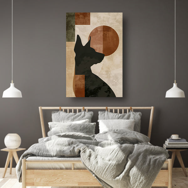Abstracte hond in geometrische stijl met neutrale kleuren poster