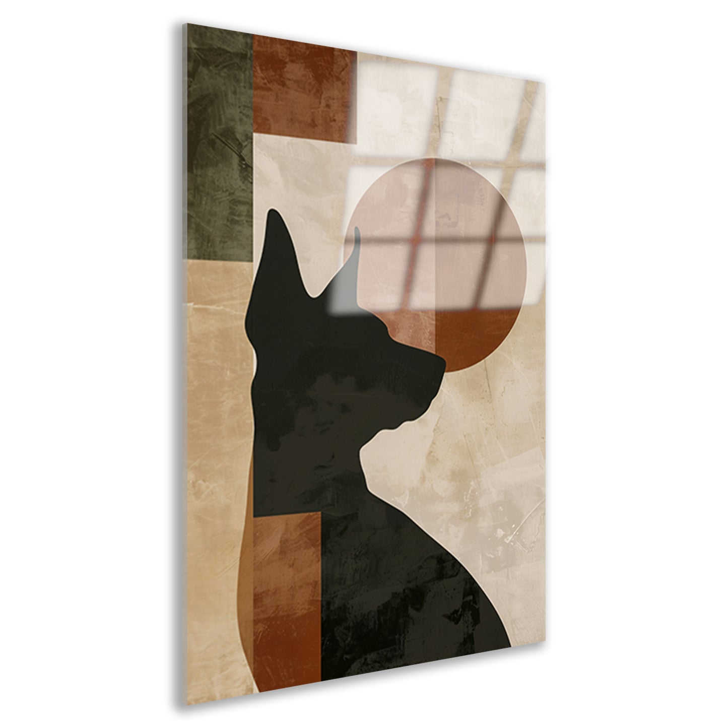Abstracte hond in geometrische stijl met neutrale kleuren acrylglas