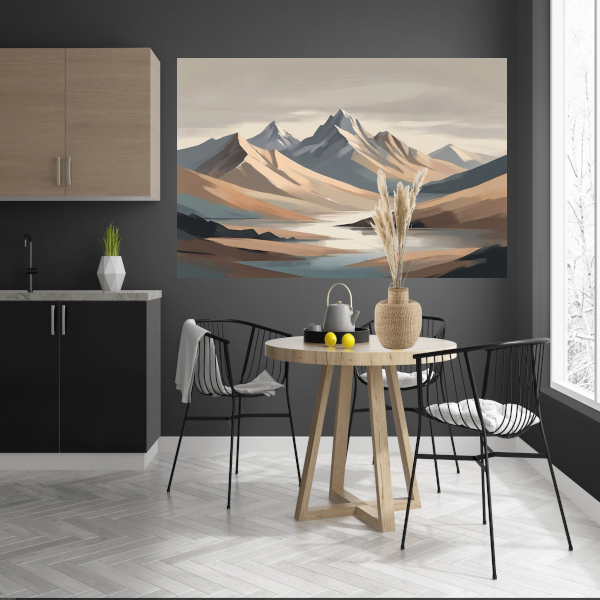 Stille Reflecties van Minimalistische Bergtoppen poster