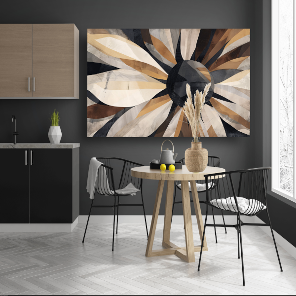 Abstracte Interpretatie van Zonnebloem in Monochrome poster