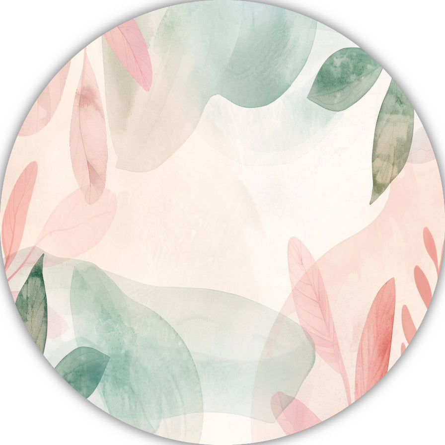Abstract Aquarel Bladeren in Pastelkleuren forex muurcirkel