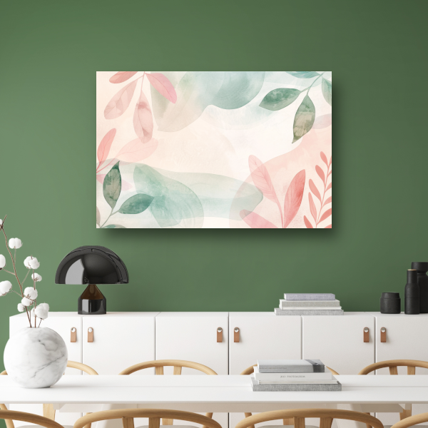 Abstract Aquarel Bladeren in Pastelkleuren canvas