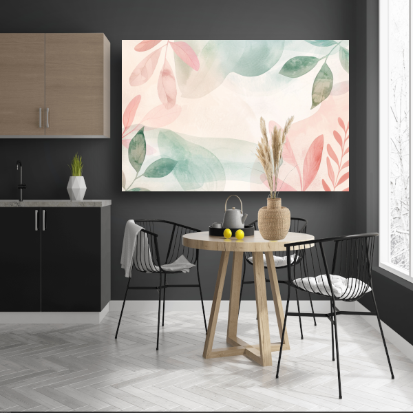 Abstract Aquarel Bladeren in Pastelkleuren canvas