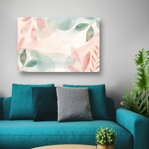 Abstract Aquarel Bladeren in Pastelkleuren canvas