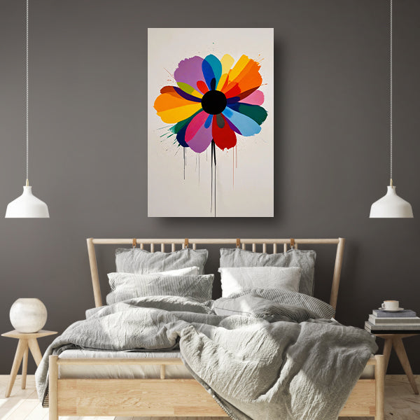 Abstracte bloem met kleurrijke druppels canvas