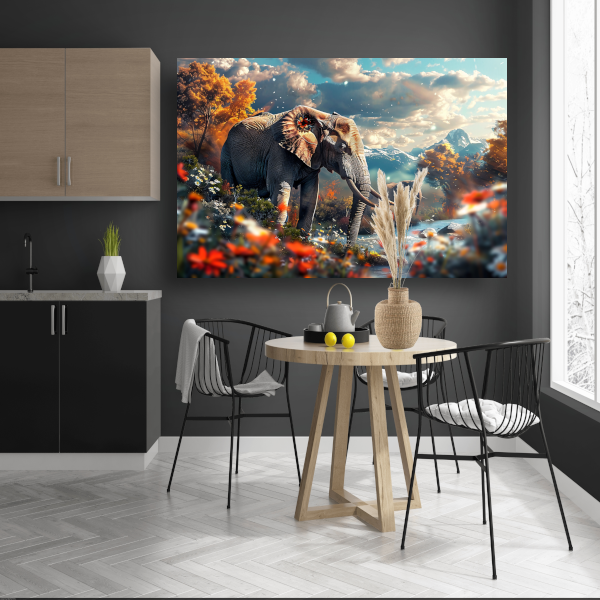 Olifanten bij de rivier canvas