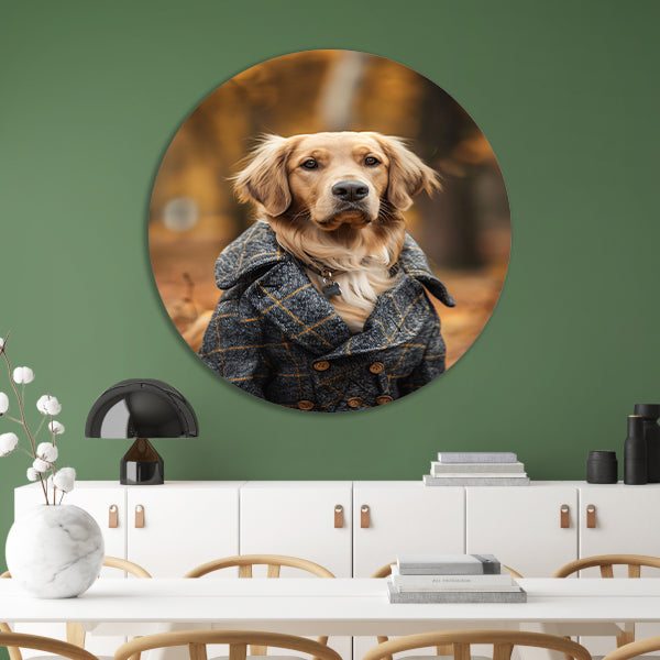 Gouden Retriever in Tweed Jas forex muurcirkel
