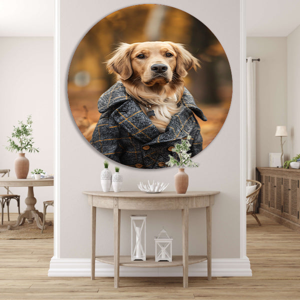 Gouden Retriever in Tweed Jas forex muurcirkel