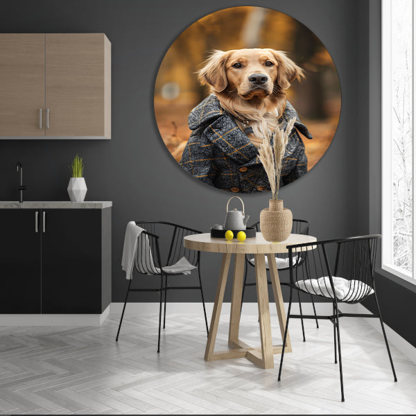 Gouden Retriever in Tweed Jas forex muurcirkel