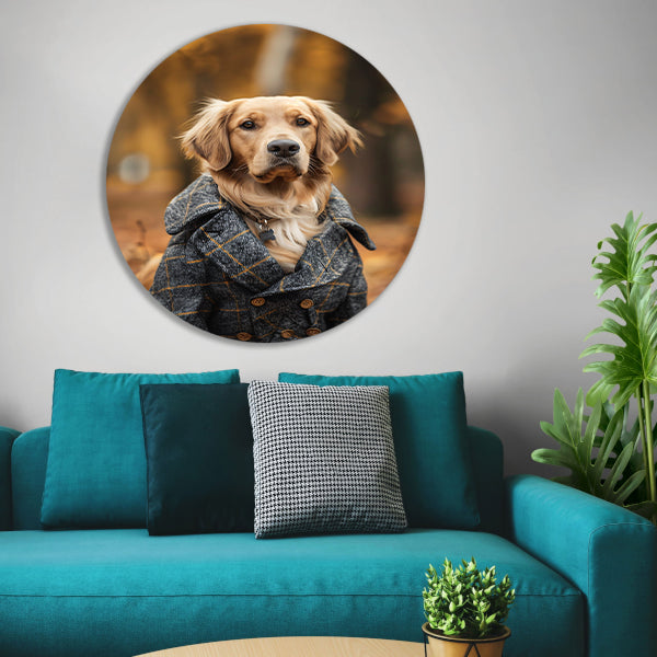 Gouden Retriever in Tweed Jas forex muurcirkel