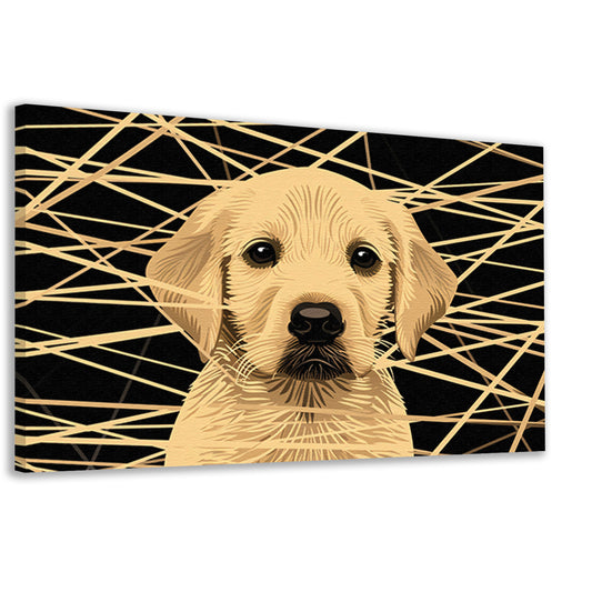 Schattige hond met abstracte lijnen kunst canvas