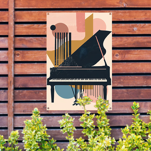 Abstract Piano in Levendige Kleuren tuinposter
