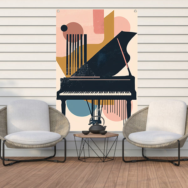 Abstract Piano in Levendige Kleuren tuinposter