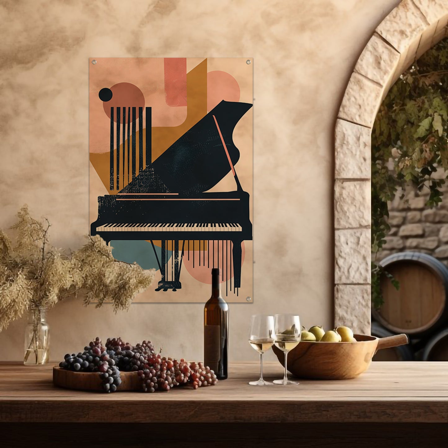 Abstract Piano in Levendige Kleuren tuinposter
