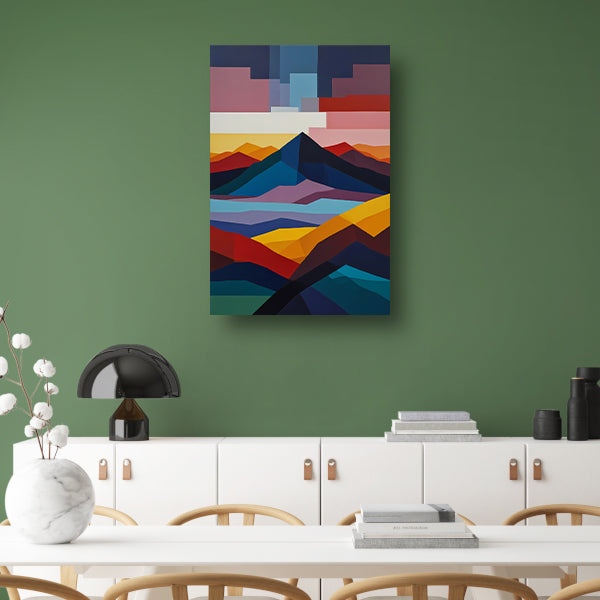 Geometrische Abstractie van een Berglandschap poster