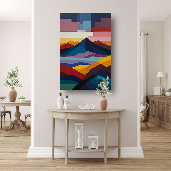 Geometrische Abstractie van een Berglandschap poster