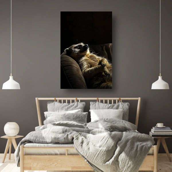 Slapende Meerkat op Bank canvas