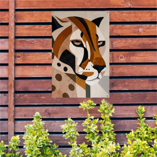 Moderne Art Deco Luipaard in Geometrische Stijl tuinposter