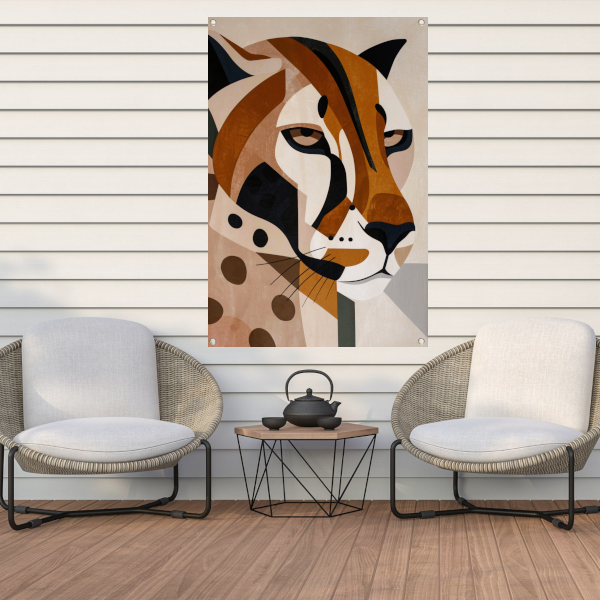 Moderne Art Deco Luipaard in Geometrische Stijl tuinposter