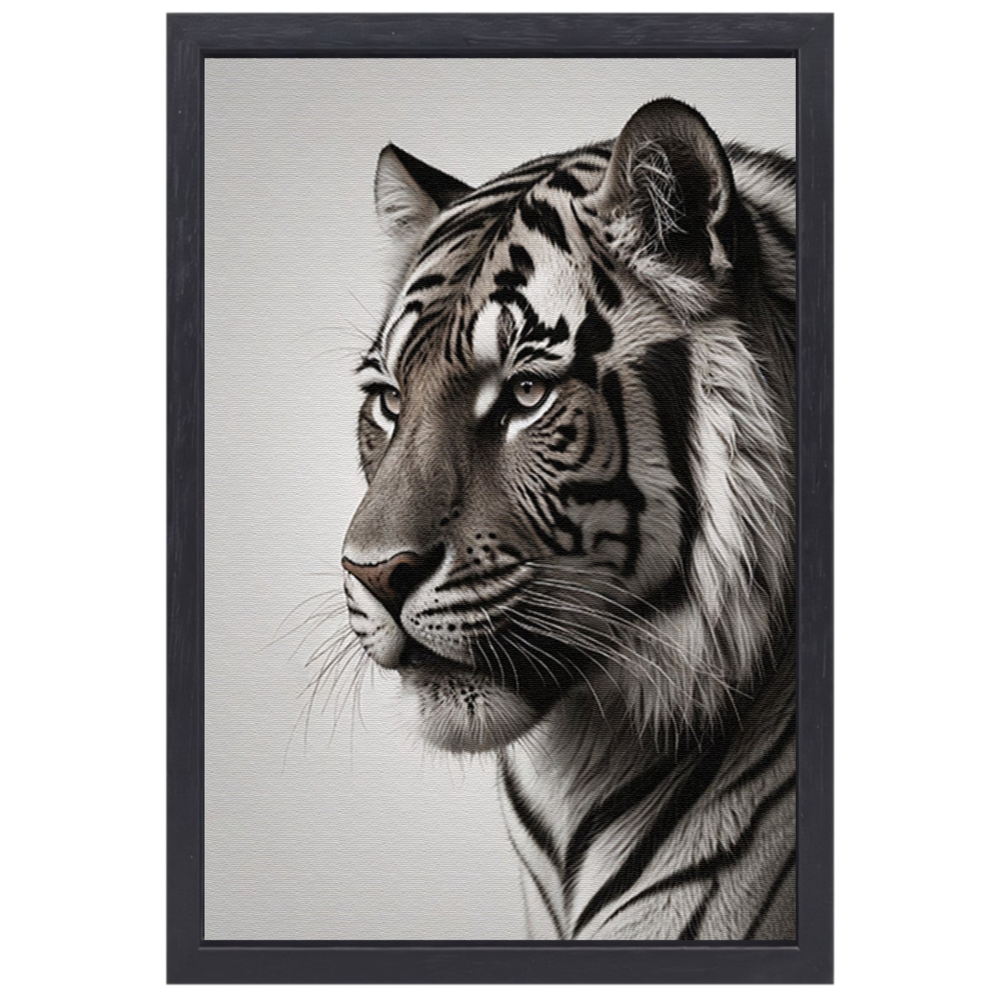 Majestueuze Tijger in Zwart-Wit canvas met baklijst