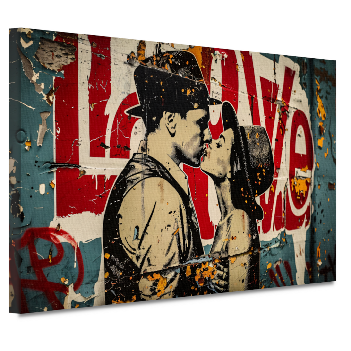 Verstrengelde liefde tegen een stedelijke achtergrond canvas