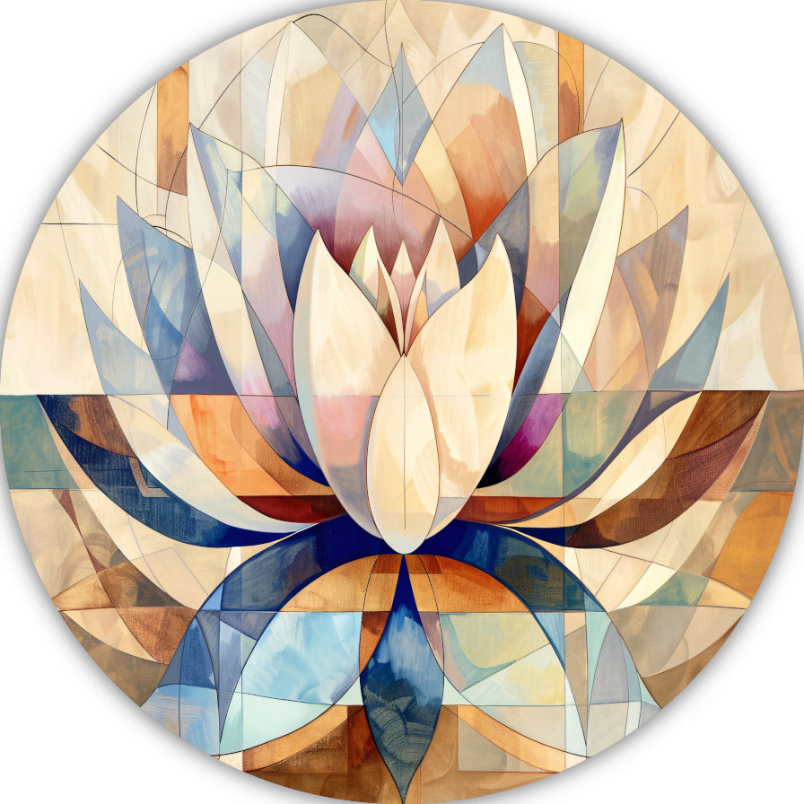 Abstracte Geometrische Lotus in Kleur forex muurcirkel