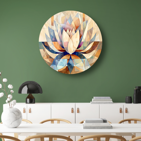 Abstracte Geometrische Lotus in Kleur forex muurcirkel