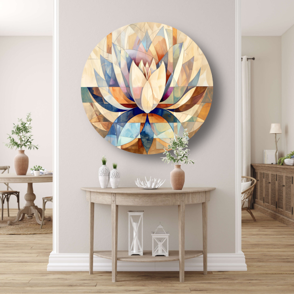 Abstracte Geometrische Lotus in Kleur forex muurcirkel