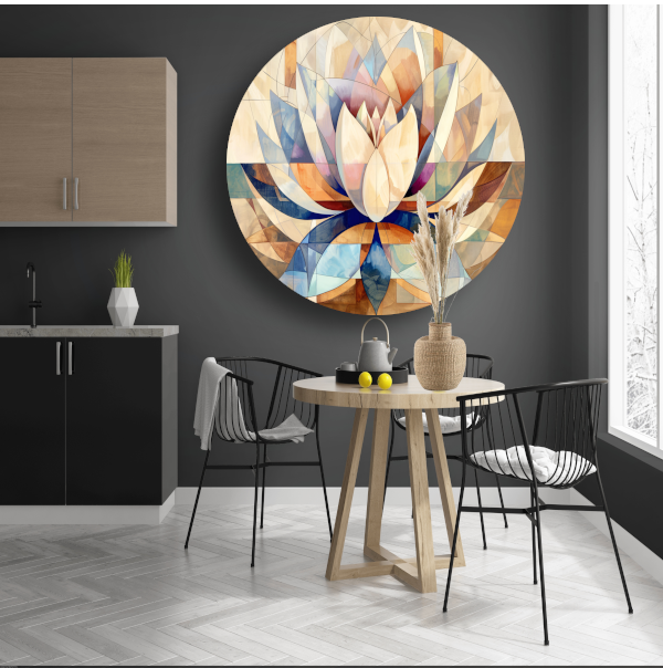 Abstracte Geometrische Lotus in Kleur forex muurcirkel